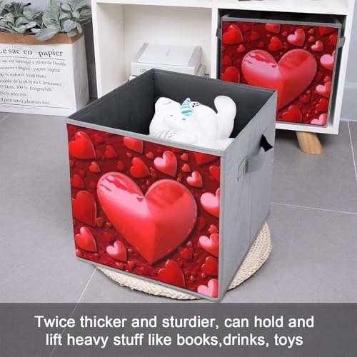 Boîtes de rangement pliables pour vêtements armoire tiroir cube tissu motif cœur 27cm