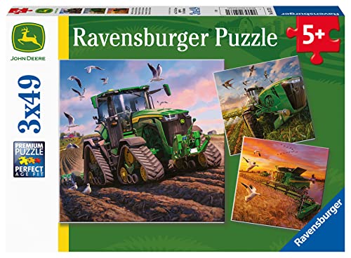 Ravensburger Kinderpuzzle 05173 - John Deere in Aktion - 3x49 Teile Puzzle für Kinder ab 5 Jahren
