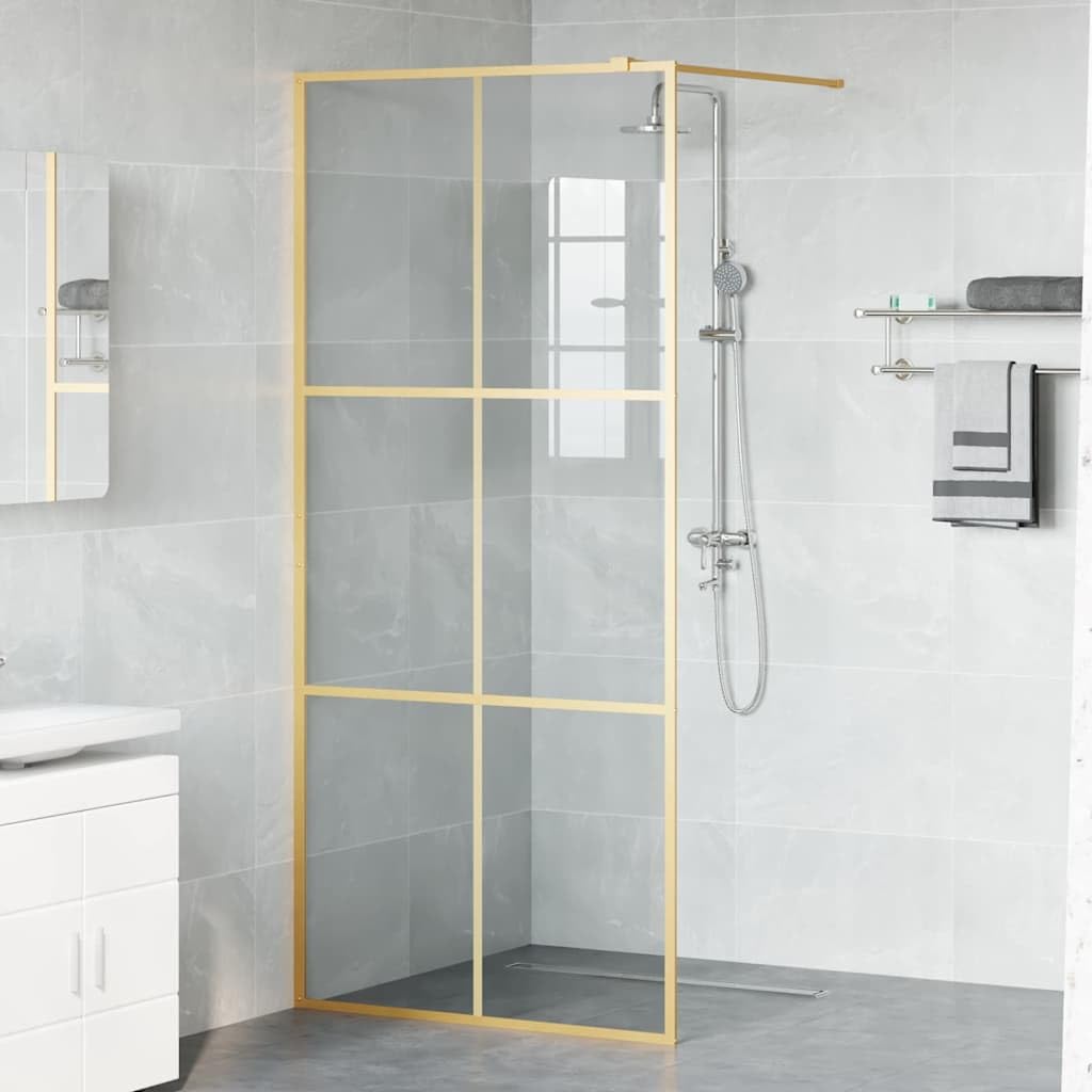 Parete Doccia Walk-in Vetro Temperato 90x195 cm Spessore 5mm Regolabile da 89 a 90 cm con Asta di Supporto da 100 cm per Bagno e Ristrutturazione
