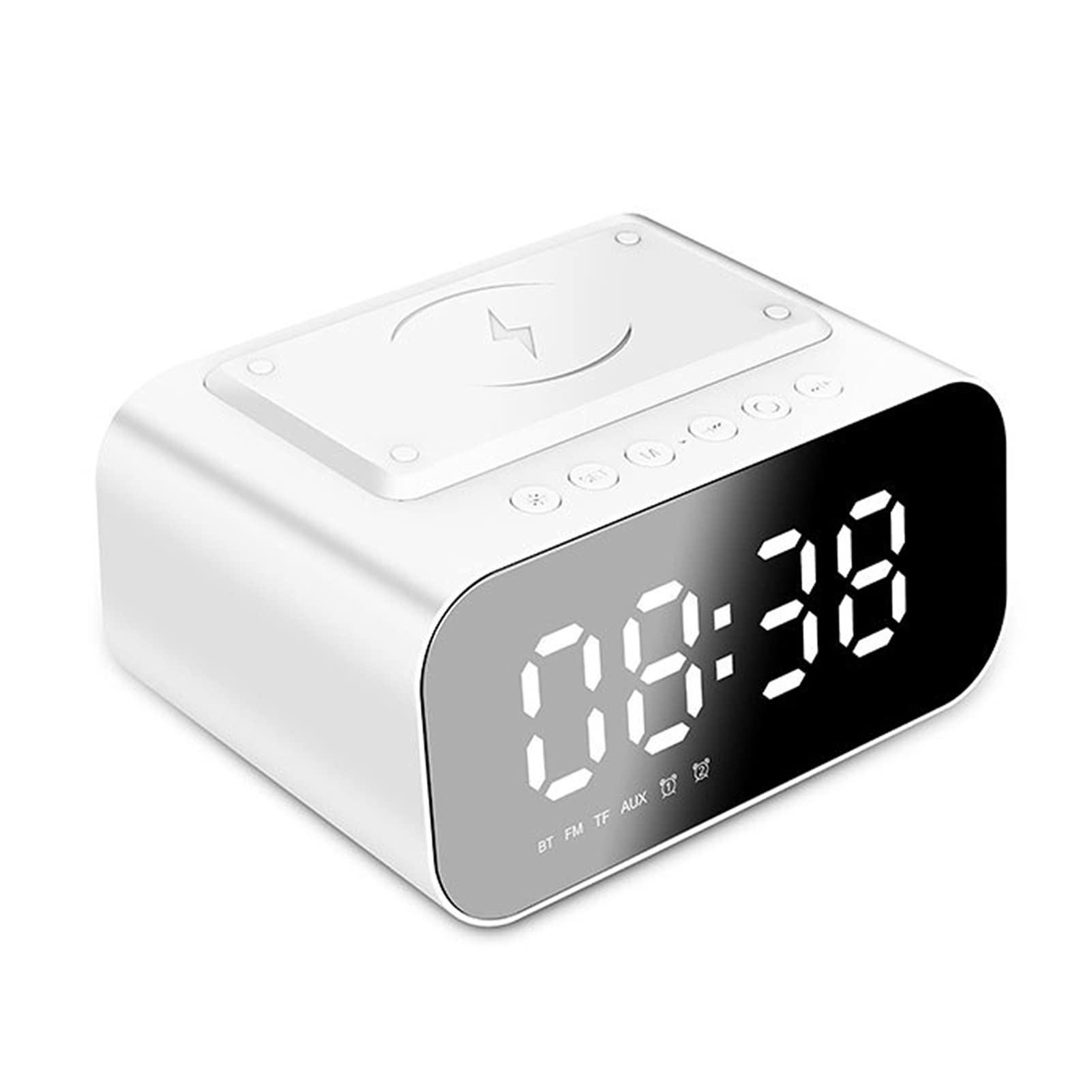 Sveglia Digitale Intelligente, Caricabatterie Wireless, Altoparlanti Bluetooth, Orologi Da Tavolo Con Indicazione Dell'ora A LED E Radio FM, Per Camera Da Letto/Comodino/Ufficio,Bianca Sveglia Digitale Intelligente, Caricabatterie Wireless, Altoparlanti Bluetooth, Orologi Da Tavolo Con Indicazione Dell'ora A LED E Radio FM, Per Camera Da Letto/Comodino/Ufficio,Bianca