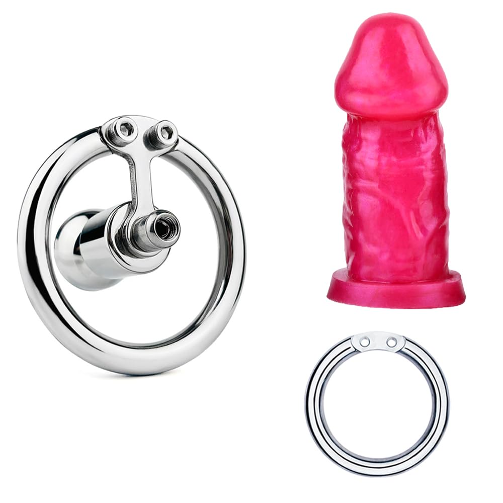 2023 SM Neu Negativer Peniskäfig Keuschheitsgürtel Mit lang Dildo Chastity Cage,Es stehen 4 Ringgrößen zur Auswahl,Extrem Bondage Keuschheit Sexspielzeug für Männe (Rosa 45mm)