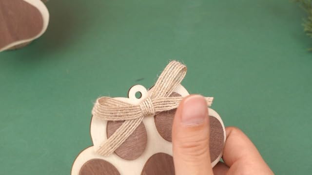 Miniatura 7 de 12 adornos de Navidad para perro, árbol de Navidad, adornos de pata de perro, lindos recortes de madera de 2 capas de impresión de patas, decoración