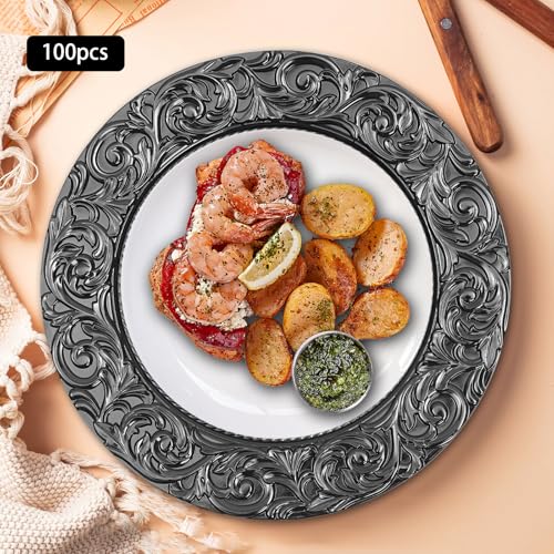 100 platos cargadores negros redondos de 13 pulgadas miniatura 5