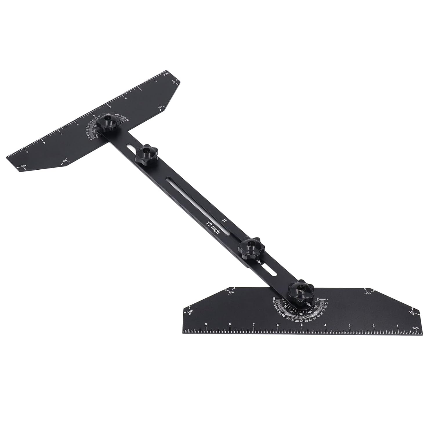 Aluminum Stair Jig Tool, Adjustable Gauge for Stairs and Furniture, 360 Degree Rotating Cutting Guide Tool DIY Enthusiasts and Homeowners, Black