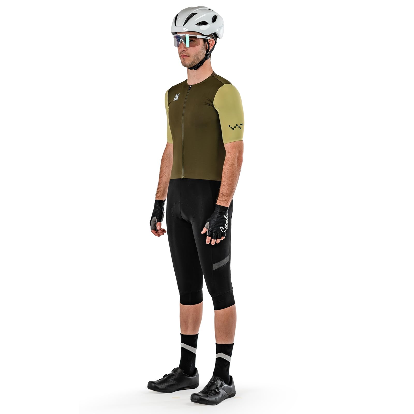 Santic Pantalones de ciclismo para hombre 3/4 de alta elasticidad Bib Shorts