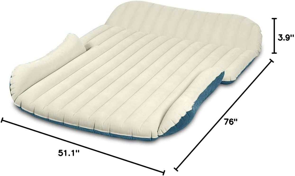 WEY&FLY Car Air Mattress for SUV, Quick Inflation Travel Bed with Air Pump, Portable Sleeping Pad for Camping, Fits Most SUVs and Sedans, Comfortable and Durable