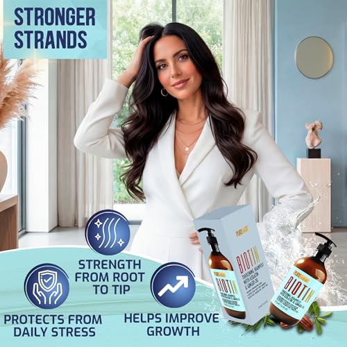 Image of Biotin Shampoo - Sulfate Free Strengthening and Volumizing Shampoo for Thinning and Fine Hair - Professional Salon Thickening, Volume Boosting Formula - Paraben Free for Women and Men - 16 Fl Oz