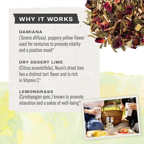 Image of Numi Organic Damiana Uplift Tea, 48 Herbal Tea Bags, Caffeine Free