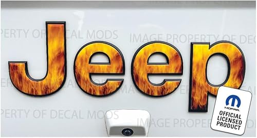 Decal Mods Superposición de puerta trasera de Jeep elevada 3D para Jeep Wrangler y Gladiator JLJT Rubicon (2018-2024) Orange Fire Flame FK3Q2