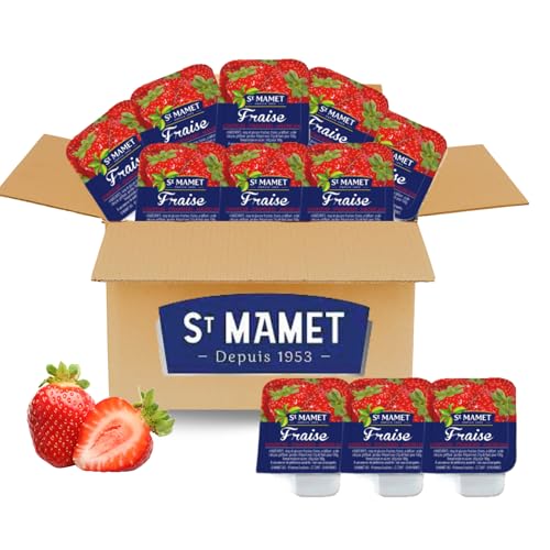 ST MAMET | 30 Barquettes de Confiture de Fraise | Doses individuelles de 25 grammes pour varier les plaisirs au petit déjeuner et au goûter | Pratique en...