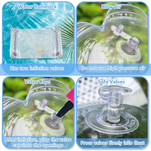 4 Stück Aufblasbares Schwimmbett, Pailletten Aufblasbare Wasserhängematte mit Schwimmring Wasserball Pumpe,4-in-1-Multifunktions Pool Luftmatratze für See Strand Schwimmbad Wasserspaß