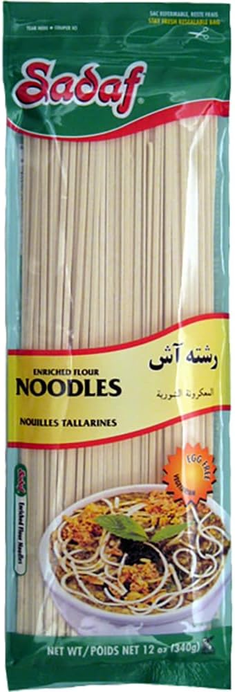 Sadaf Ash Resteh Noodles 12 oz - Enriched Wheat Flour Noodles - Perfect for Persian and Asian dishes (1)