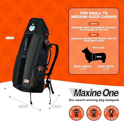 The Maxine One Medium Dog Carrier by Little Chonk | Dog Backpack Carrier for Medium Sized Breeds | Adjustable Front Facing Pet Carrier for Travel | Dog Hiking Backpack - Bark After Dark Black