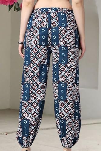 Image of POPWINGS Casual Bagru Printed Cotton Joggers for Women || Stylish Western Women Joggers for Summer || Pull-On Women Cotton Joggers Pants || Women Joggers for Summer