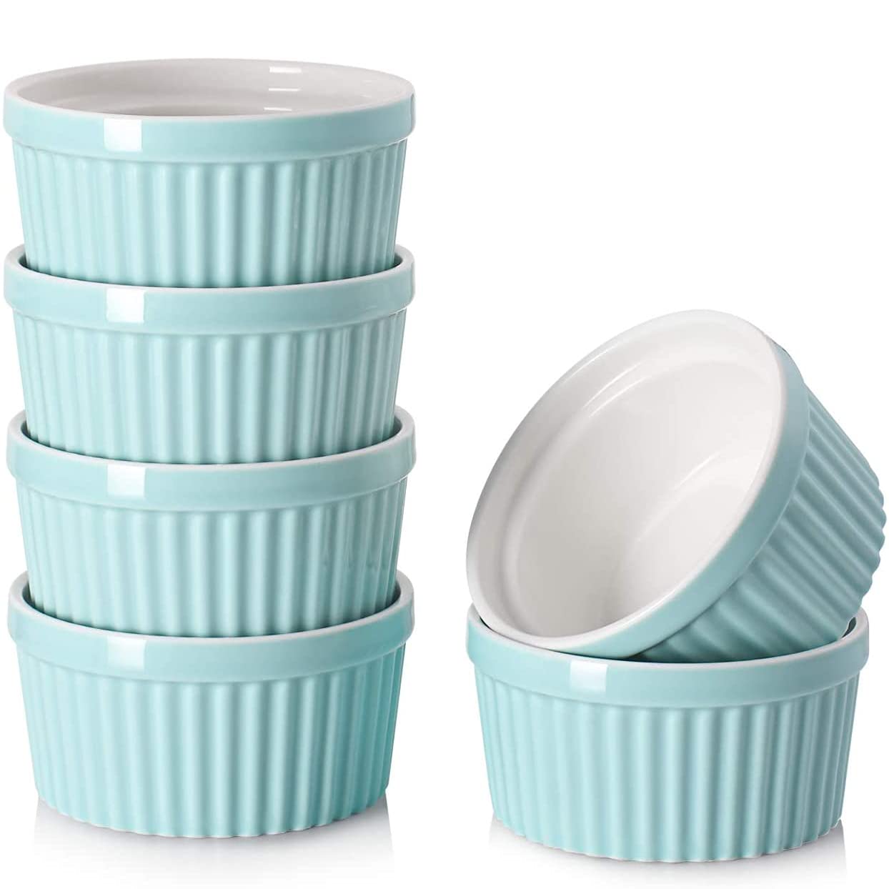 Ramequins en Porcelaine Blanche Ramequins for crème brûlée Ramequins en Porcelaine allant au Four, Ramequins for la Cuisson Ramequins à soufflé Ramequins Bols(4 PCS,8 OZ)