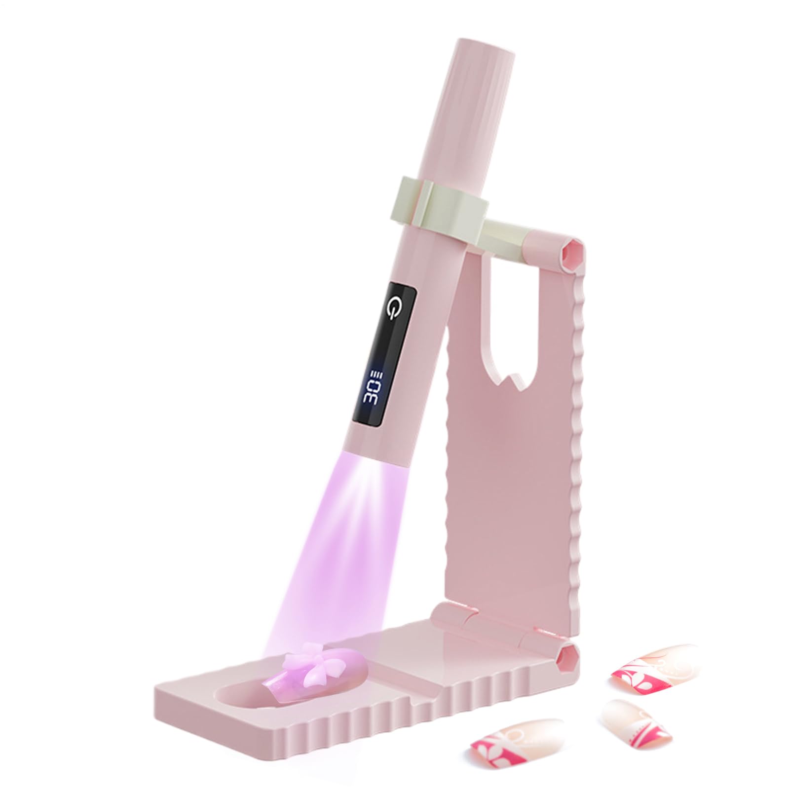 Ruwshuuk Lámpara UV para Uñas Mini, Secador De Esmalte Con Carga USB, Con Pantalla LCD Y 2 Temporizadores Para Viaje Casa Y Salón
