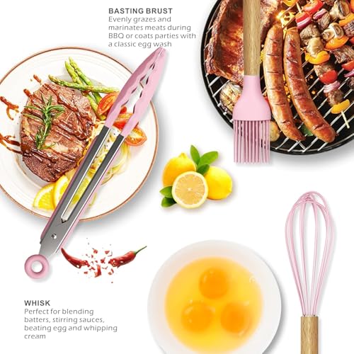 Image of Premium Silicone Kitchen Spatula Set for Cooking | Heat Resistant Spatula for Non Stick Pan with Wooden Handle & Holder | Steel Core Silicone Spatula | Non-Stick Kitchen Utensils Set (12 Pcs)