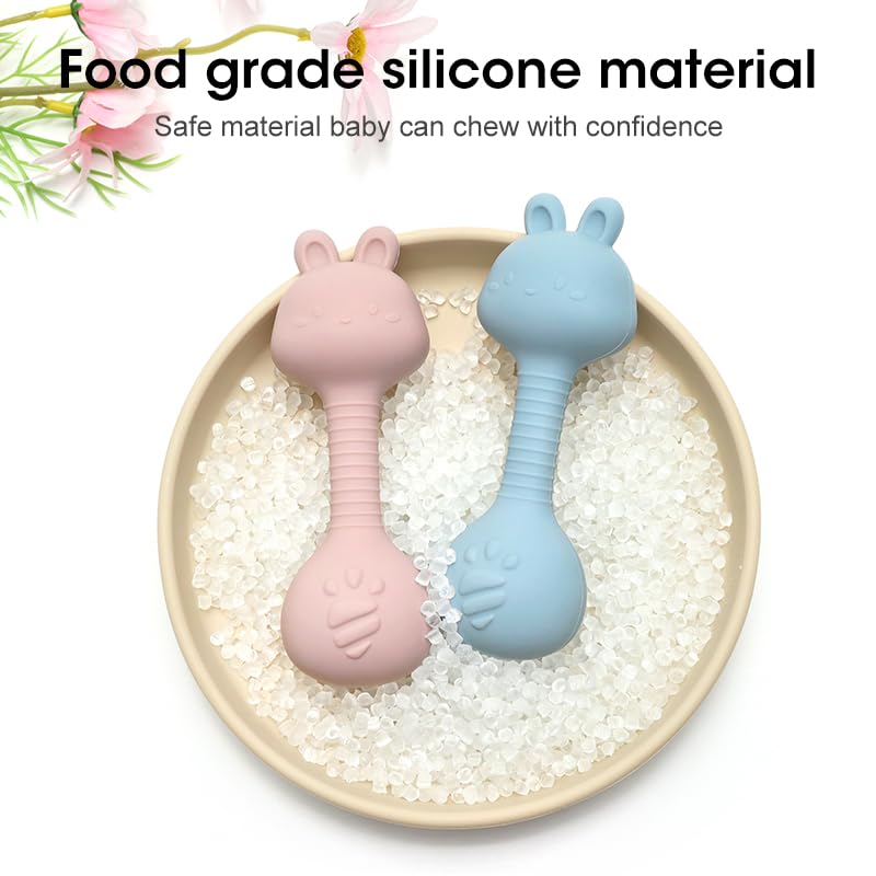 Miniatura 8 de Mordedor de silicona para bebés, juguete de dentición suave sin BPA y sonajero sensorial, 100% silicona de grado alimenticio, certificado CPC,