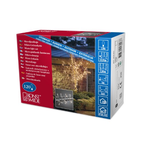 Preisvergleich Produktbild Konstsmide Microlight Lichterkette, verschweißt, 120 klare Birnen, 24V Außentrafo, transparentes Kabel - 2016-003