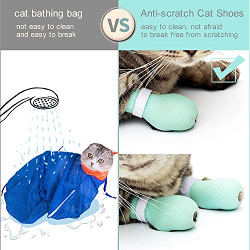 Sapatos para gatos Blusea antiarranhões, sacola de cuidados para gatos, botas de silicone para anima