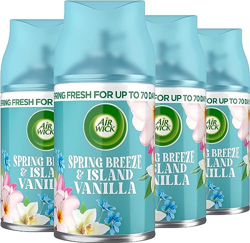 Air Wick |Spring Breeze & Island Vanilla |Automatic Air Freshener |Freshmatic Auto Spray Refill | 250ml|Pack of 4