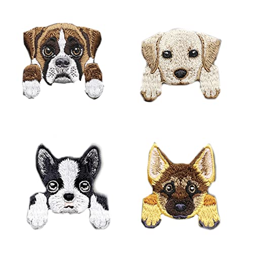 Sourcemall 4Pcs Dog Iron On/ Sew On Patches, Dog Embroidered Applique For Diy Clothing, Jackets, Jeans, Backpacks, Hats, Arts Craft Sew Making (Four Dogs) #TOP12