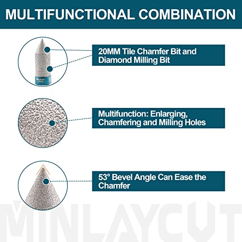 FACHLICH Diamond Milling Finger Chamfering Bit 10-35mm/20-50mm Ceramic Tile Porcelain Granite Vacuum Brazed Hole Saw Hex Shank