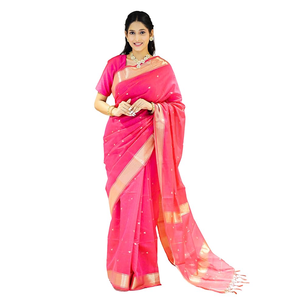 Maheshwari Saree for Women | 5.5 Meter Saree & 0.8 Meter Unstitched Blouse Piece | Traditional Woven Cotton Silk Ethnic Saree with Elegant Border | For Wedding, Festive & Special Occasions-picture-55