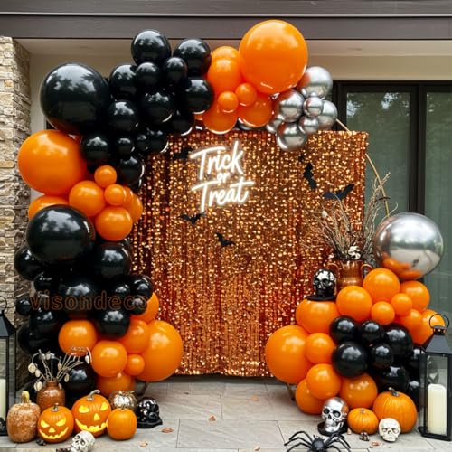 Image of Halloween Balloon Arch Kit, Orange and Black Balloons, 133 Pcs