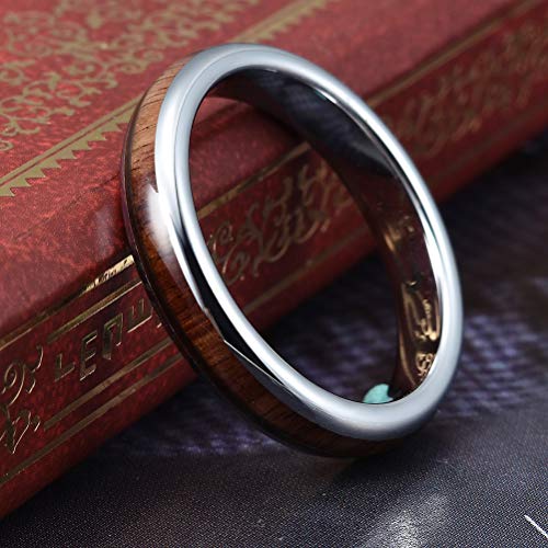 THREE KEYS JEWELRY 4mm 6mm 8mm Black Tungsten Wedding Ring Domed with Real Koa Wood Inlay3