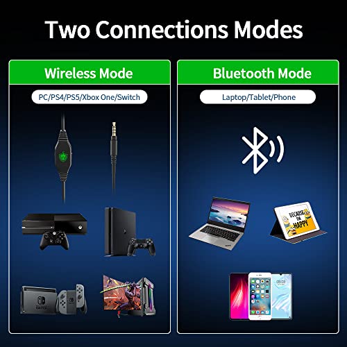 Wireless Pc Gaming Headset For Ps4 Ps5, Nintendo Switch, Xbox One Headset With 7.1 Stereo Sound, Noise Cancelling Mic, Bluetooth Over Ear Headphones Only For Laptop/Phone/Tablet, Up To 40H(Green) #TOP1