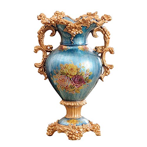 ZR-DECOR European-Style Retro Resin Large Flower Vases for Living Dining Room Table Centerpiece