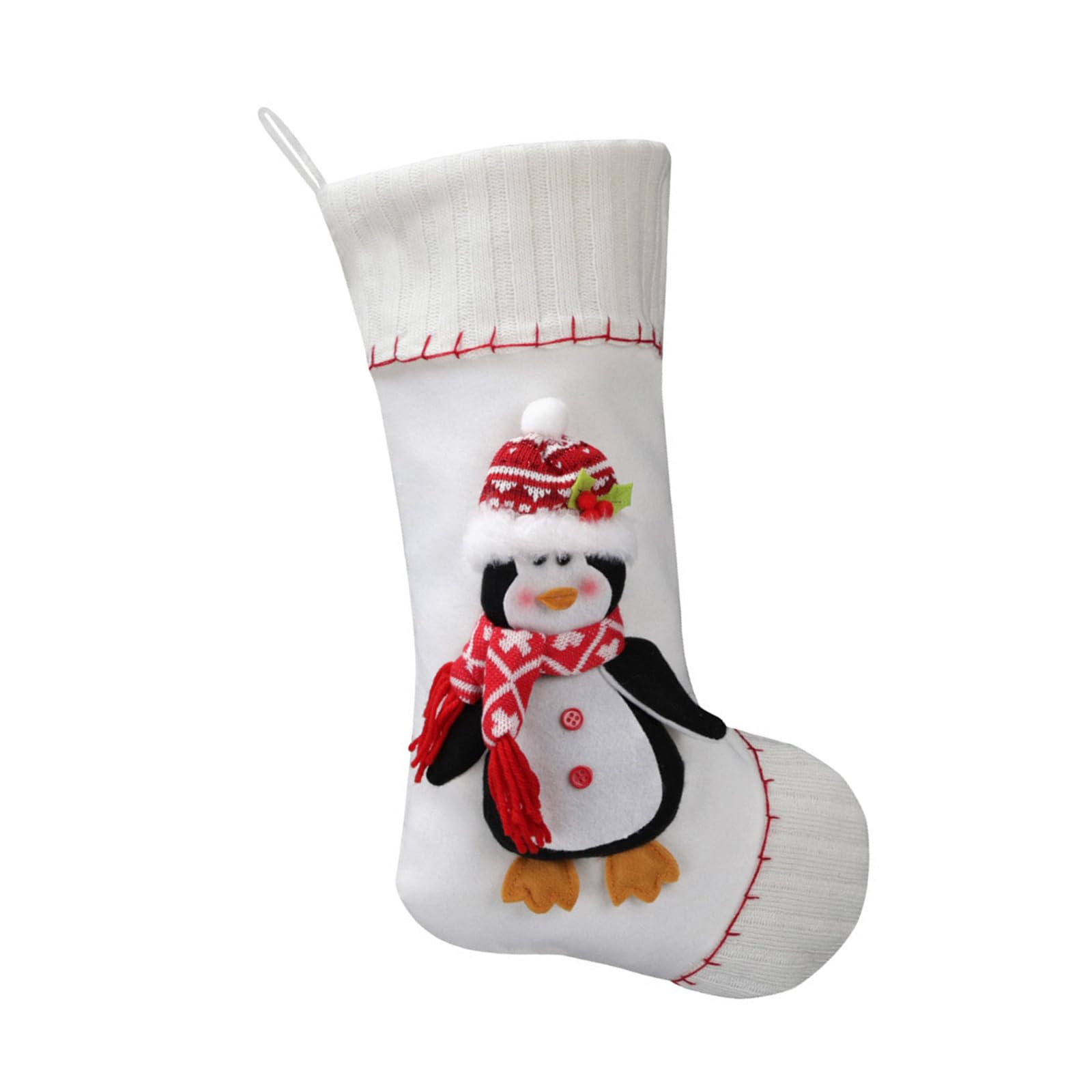 Buxuaaaa Christmas Stocking Large Capacity Present Bag Santa/Snowman/Deer/Penguins Sock Festival Fireplaces Hanging Ornament Large Capacity Stocking