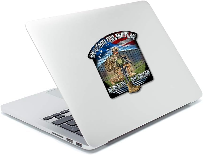 Image of Skull Society - We Stand for The Flag We Kneel for The Fallen 7 inch Patriotic All Weather Decal Sticker for Cars, Trucks, Motorcycles & Laptops - Sticks to All Flat Surfaces (2-Pack)