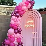 QIFU Pink Balloons, 52pcs Hot Pink Balloons, 12 Inch Pastel Balloon Metallic Latex Balloon with Mixed Color for Baby Shower Girl Princess Barbie Theme Birthday Wedding Engagement Christening Party - Image 4