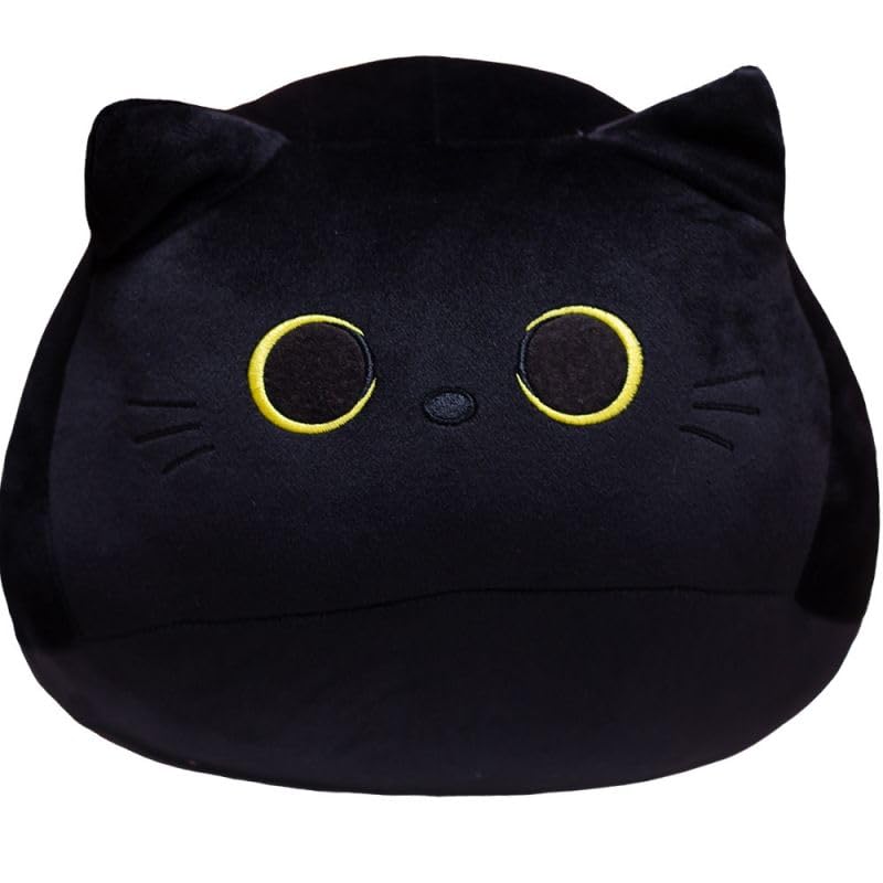 Squish Buddies Black Cat Plush Pillow Toy for Kids - 40 cm Soft and Cuddly Stuffed Animal for Cat Lovers and Fans of Animal Toys.