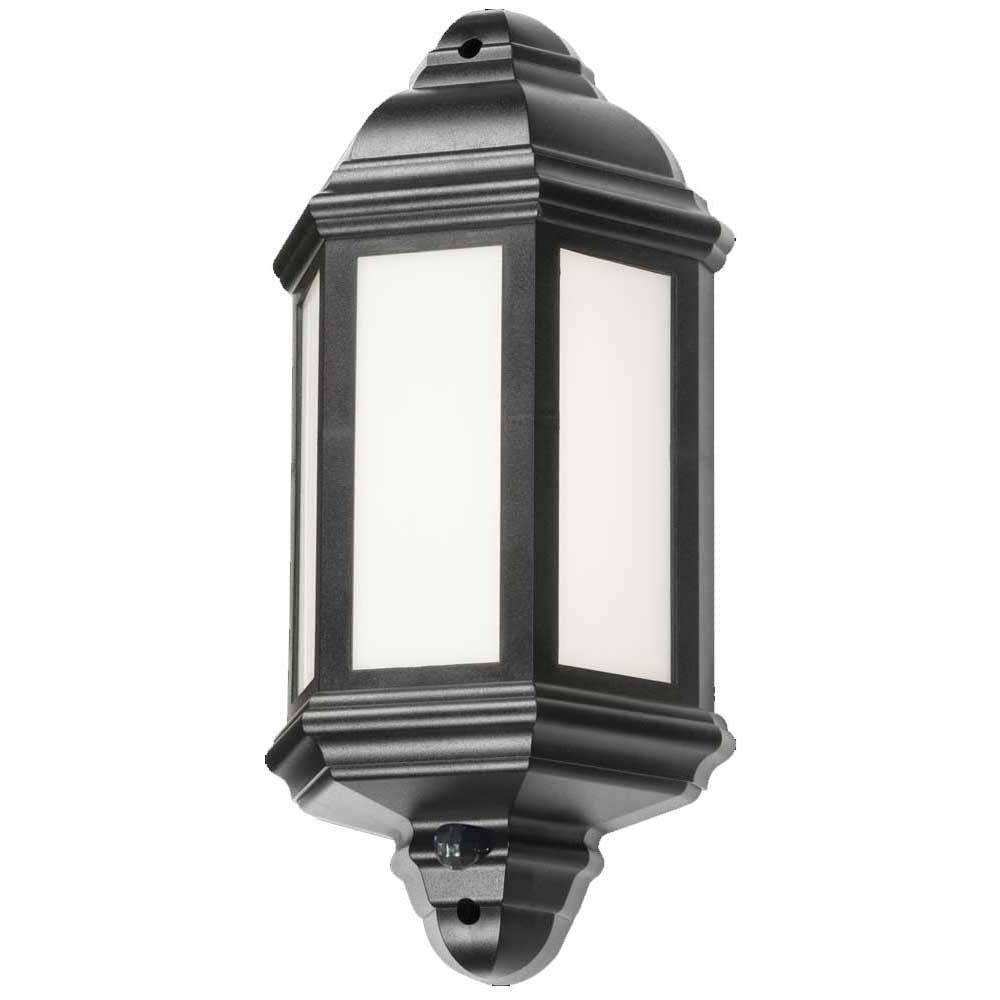 Manningham Lighting Black 8W Led Half Lantern Wall Garden Outdoor - Traditional Style Cool White 4000K Photocell Sensor Ip54 Weatherproof Outdoor Light ( - Half Lantern)