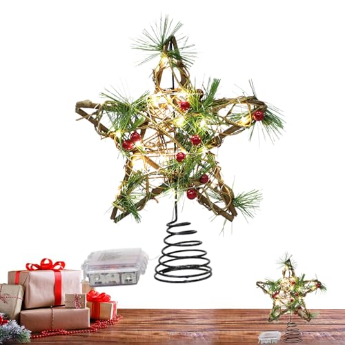 Weihnachtsbaum-Sternspitze mit Lichtern, LED-PP und Holzsterne,...