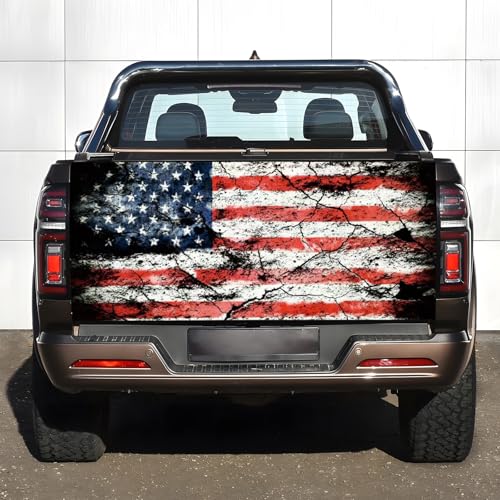 Image of Turck Tailgate Wraps Decals - 66x23.6 in Tailgate Decals for Trucks, America Flag Tailgate Graphics for Trucks Pickup Personalized Decoration