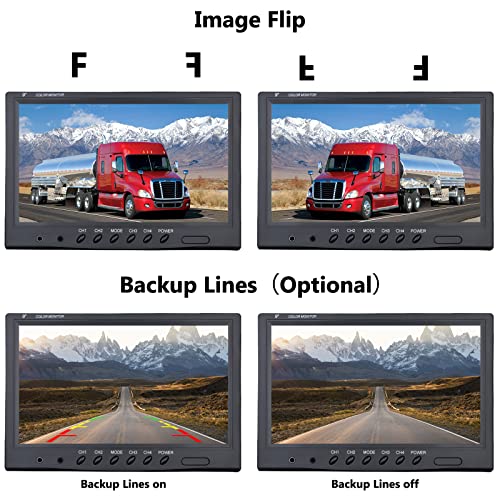 CAMECHO Achteruitrijcamera Set - 4 Waterdichte Camera's met 9 inch Monitor - Afbeelding 4