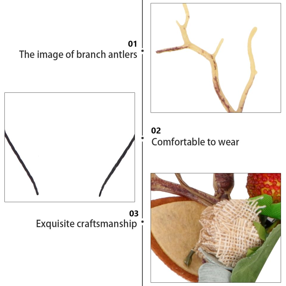FOMIYES Geweih Blumenstirnbänder, Rentier Stirnband mit Blumen, Hirschhorn, Zubehör für Mottoparty, Karneval