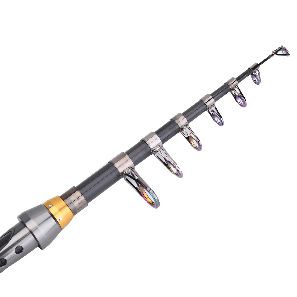 Cocoarm Caña de Pescar Telescópica Fibra de Carbono Portátil Super Light Pistol Grip Caña de Pescar Bass 2.1/2.7/3.0/3.6m para Viajes de Agua Salada Y Agua