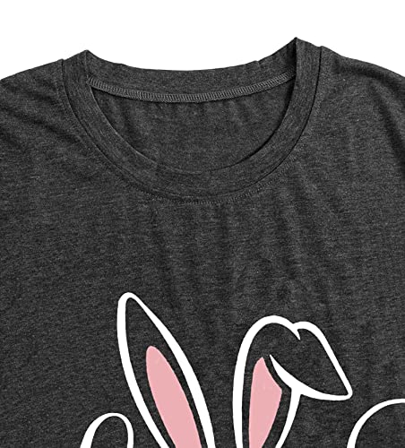 Image of Women Happy Easter T Shirt Bunny Rabbit Graphic T-Shirt Funny Letter Printed Shirts Short Sleeve Tops