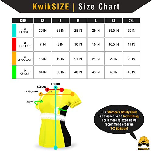 Kwiksafety - Charlotte, Nc - Vixen Short Sleeve Safety Shirt For Women - Angel Hair Tape - Ansi Osha Reflective Construction Work Gear/Yellow 2Xl #TOP6