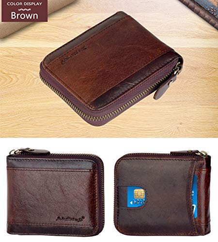 Admetus Mens RFID Blocking Wallets Zipper Leather Wallet for Men Bifold RFID Card Holder2