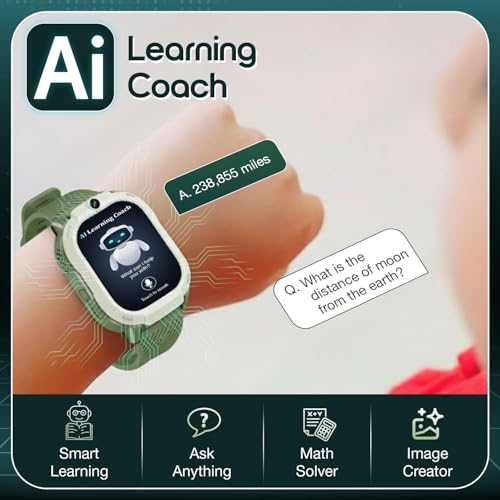 Image of sekyo 'Neo AI' 4G Smart Watch for Kids with AI Learning, Whatsapp, Video Calling, GPS Tracker, Activity Tracker, Habit Coach, 8GB | Edu-Games, Step Counter, Camera, SOS, 4G /5G Sim Card |Parental App