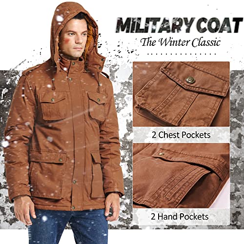 Image of Men's Winter Thicken Coat Casual Military Parka Jacket with Removable Hood