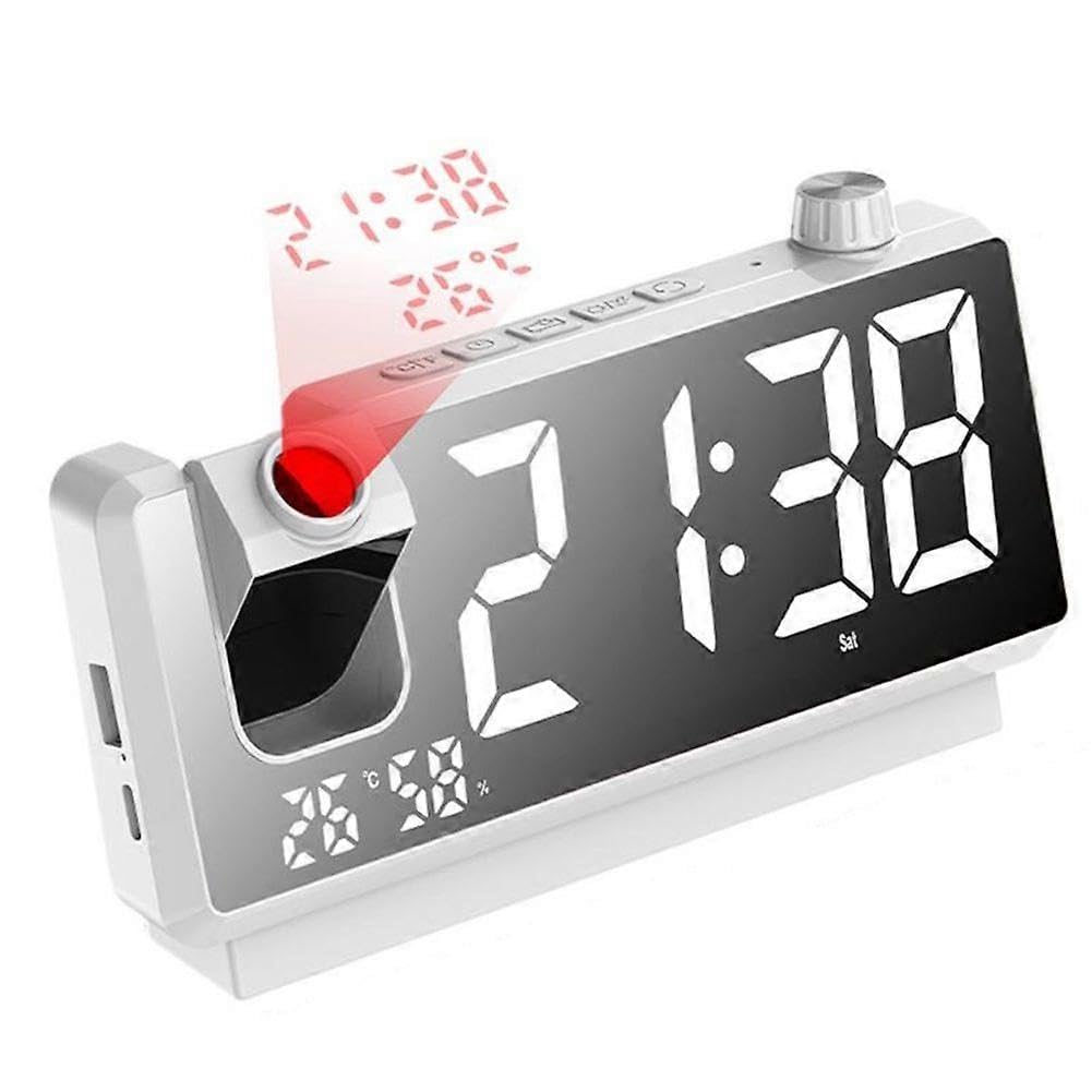 JOYHAPPST Projection Alarm Clock HD LED Display Smart Projection Clocks for Bedroom 180 Degree Rotatable Digital Clock Projector A