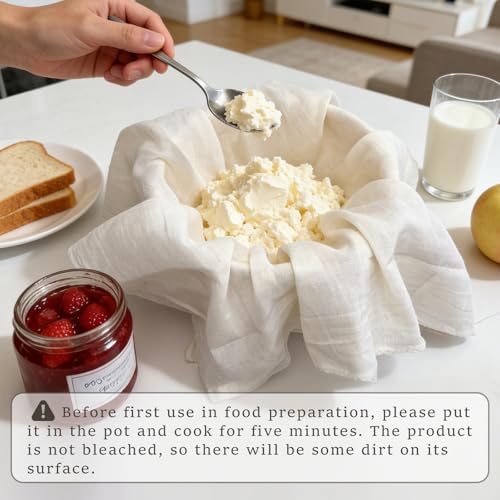 Image of Cheese Cloths, 3Pcs 36x36 Inch Grade 100 Precut Cheese Cloths for Straining, Cotton Unbleached, Reusable Muslin Cheesecloth for Straining, Making Yogurt, Cooking Turkey, Crafts - 9 Sq.Ft