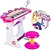 Kinderplay Pianola Bambini, Pianoforte per Bambini - Tastiera 37 Tasti Microfono e Sgabello, Pianoforte Bambini, Altezza con Microfono 60 cm Altezza Tasti Tastiera: 45 cm, KP8285